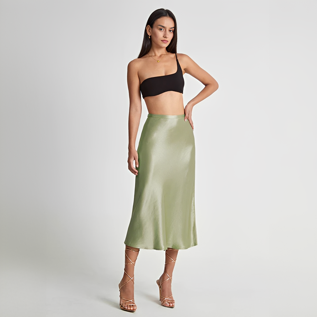 Emilia - Falda midi fluida de tiro alto
