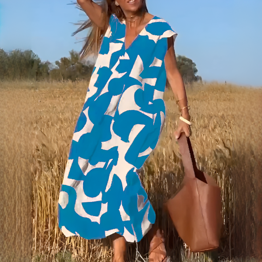 Vicky - Vestido Elegante de Corte Suelto con Cuello en V