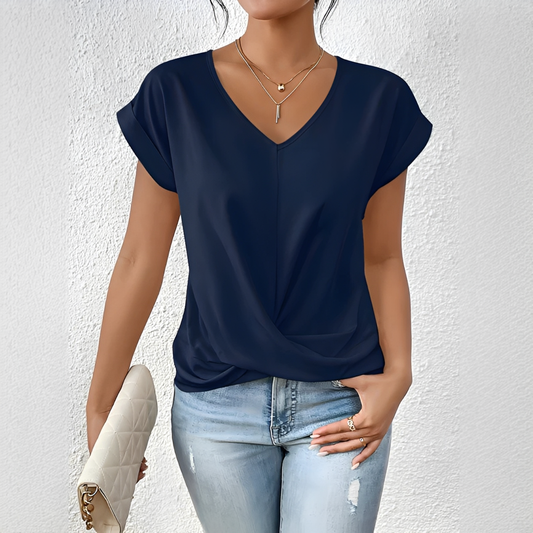 Velanie - Camiseta Casual con Cuello en V