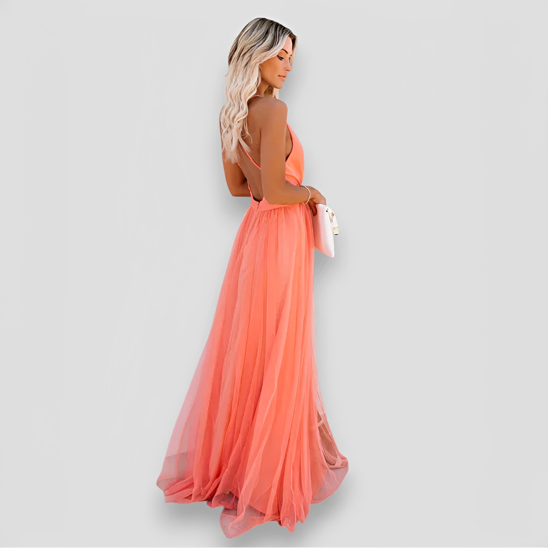 Lidia - Vestido Elegante Maxi con Escote en V