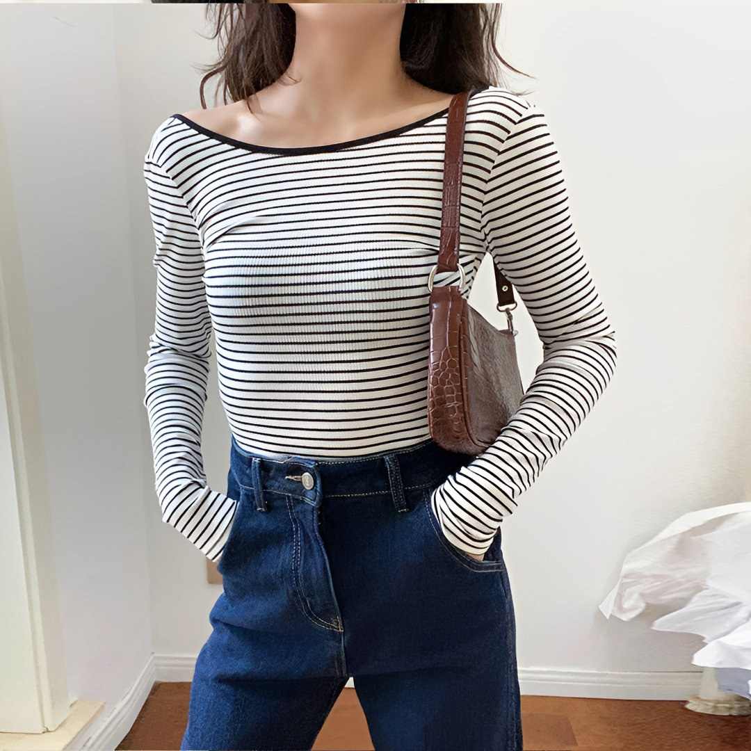 Michaila - Body con Mangas Largas a Rayas