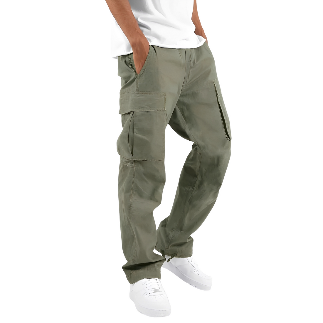Cooper - Pantalones cargo anchos para hombre con cordón