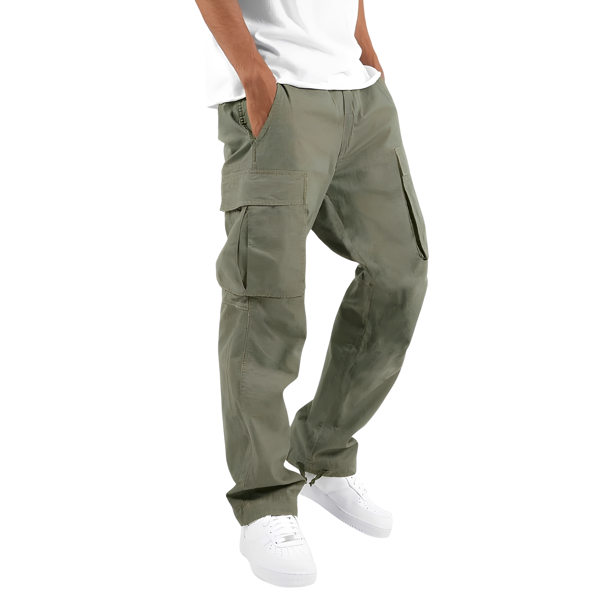 Cooper - Pantalones cargo anchos para hombre con cordón