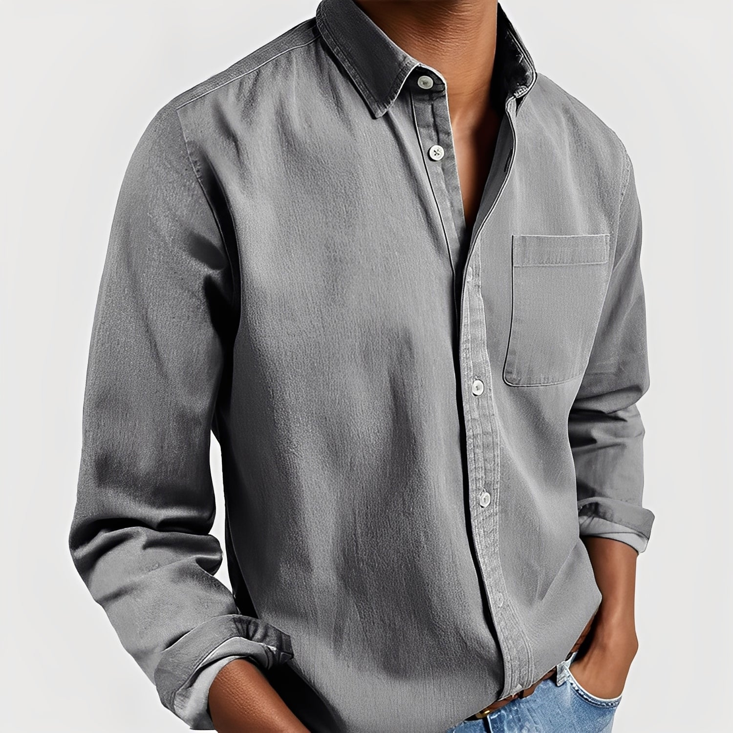 Gauvain - Camisa casual de manga larga para hombre