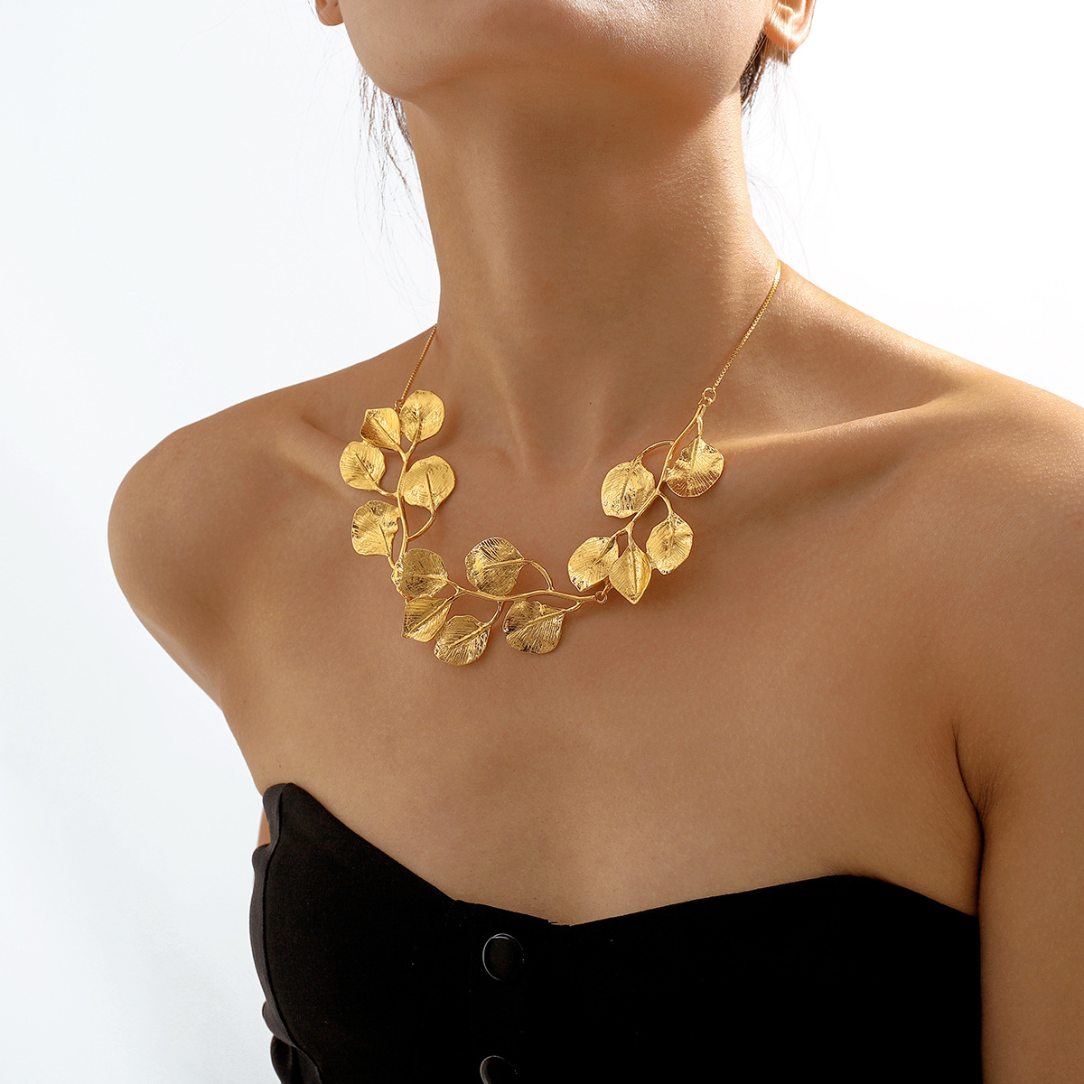 Golden Leaf - Collar de hoja de higuera vintage