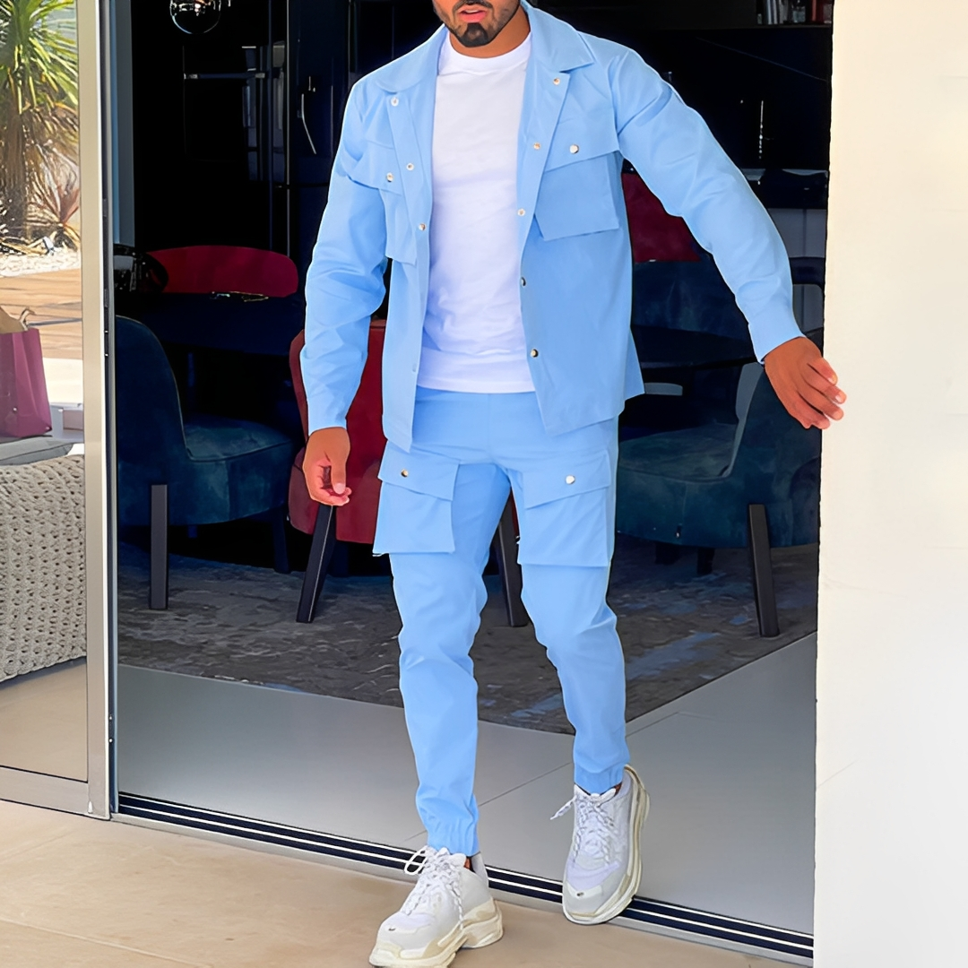 Arjay - Conjunto cargo de dos piezas a la moda para hombre