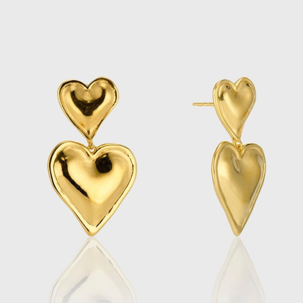Pendientes Doble Corazón - Pendiente de declaración con dos corazones