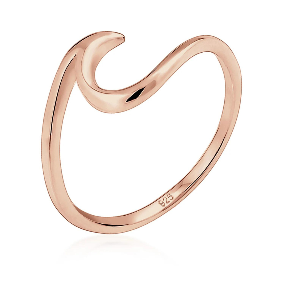 Anillo minimalista de ola del mar - anillo de plata en forma de ola