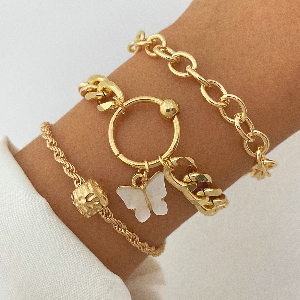 Pulsera de Oro de 18K - Conjunto de Pulseras para Chicas de Oro