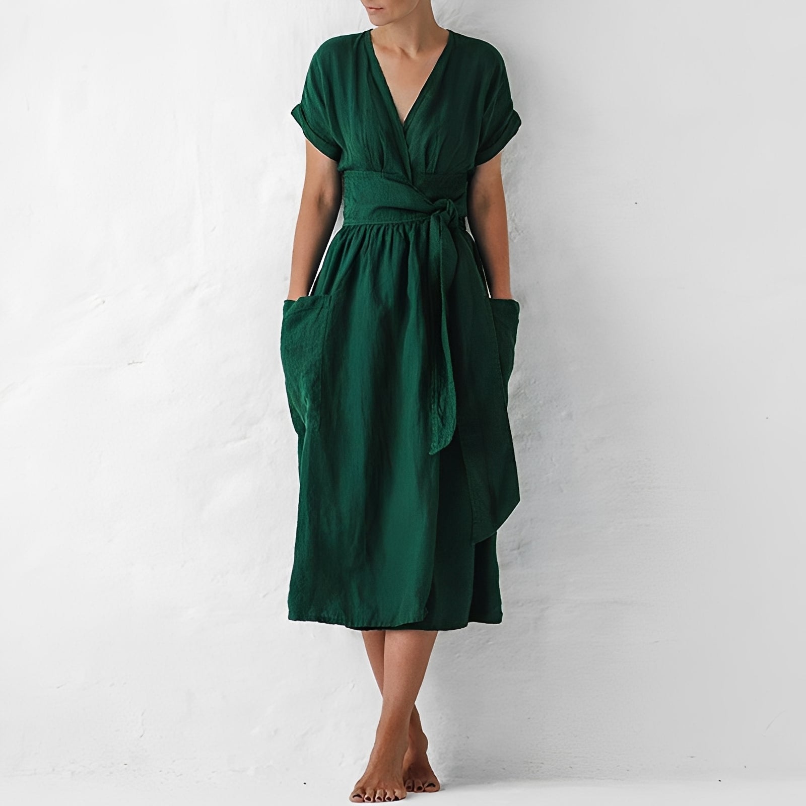 Sasha - Vestido Casual Cruzado con Bolsillos