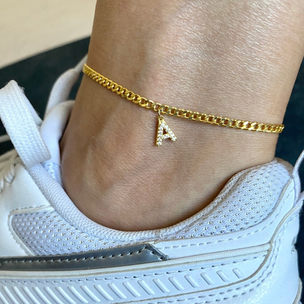 Tobillo con Inicial - Pulsera de tobillo con su inicial