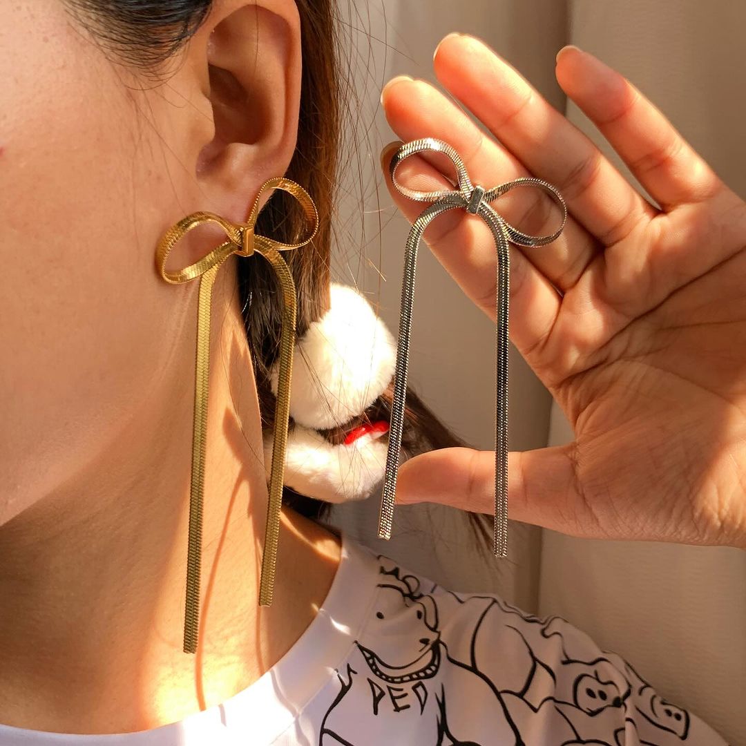 Pendientes largos con borlas - Pendientes Ribbon