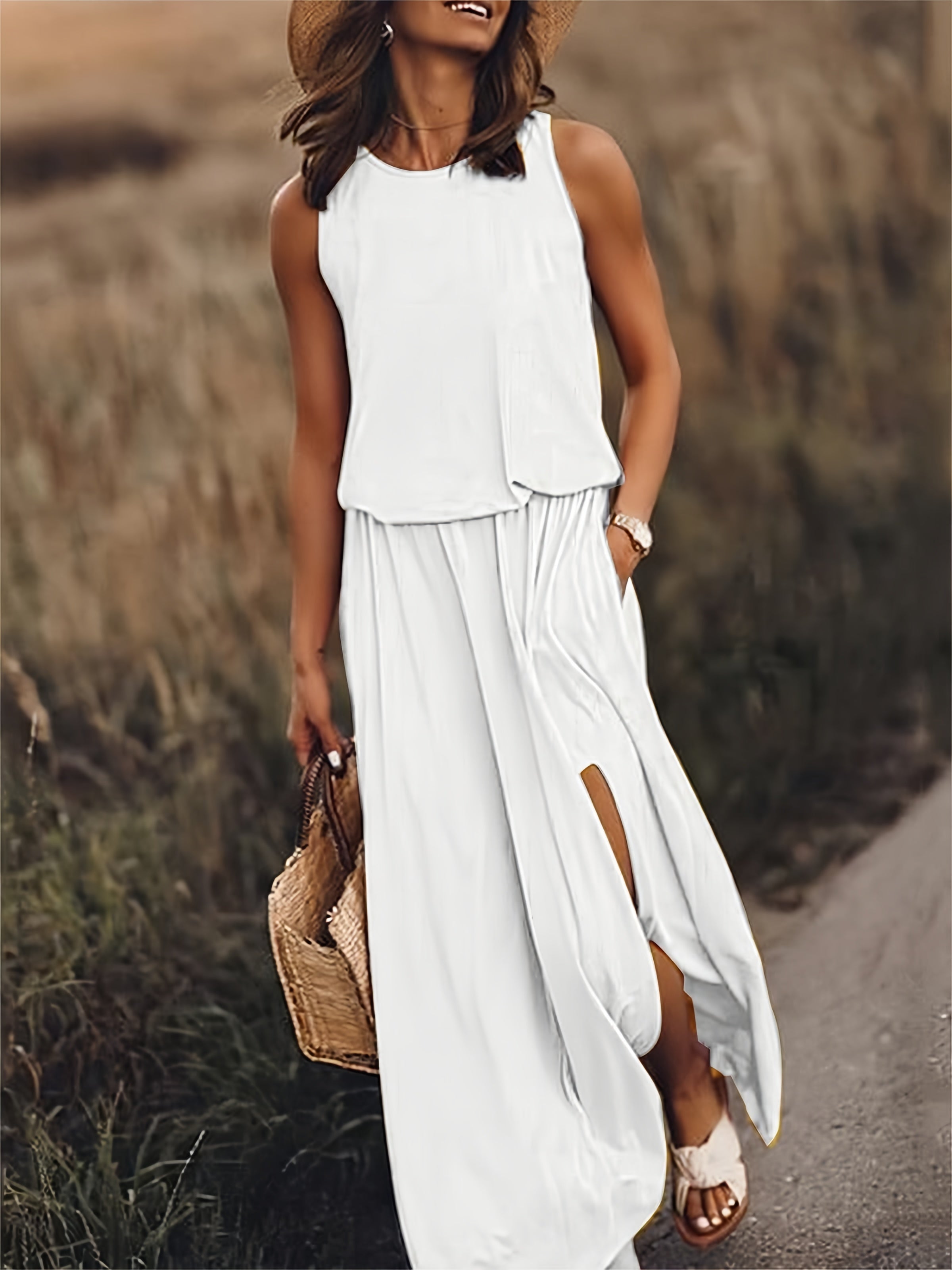 Edna - Vestido largo bohemio modal negro para mujer Colores