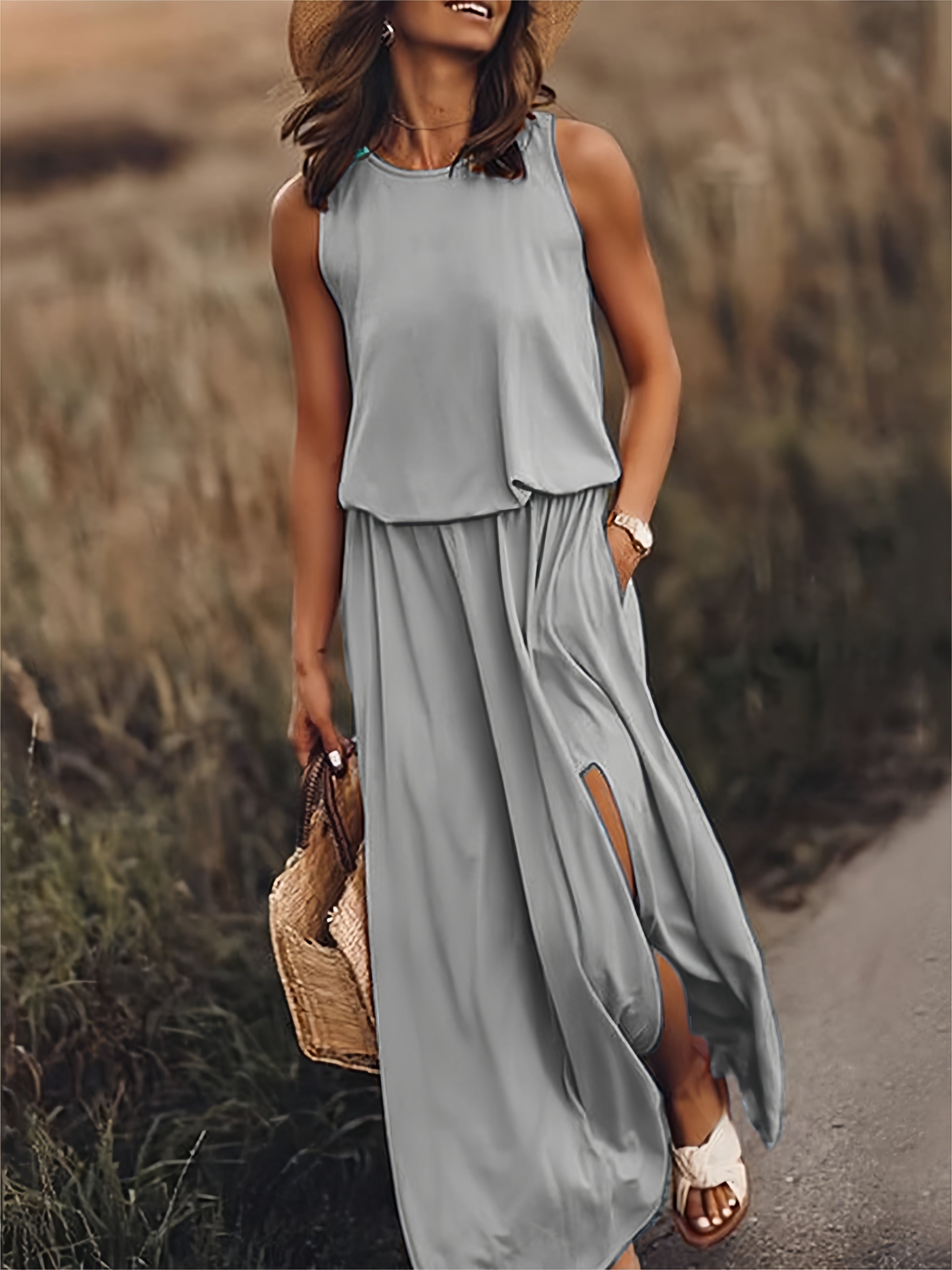 Edna - Vestido largo bohemio modal negro para mujer Colores