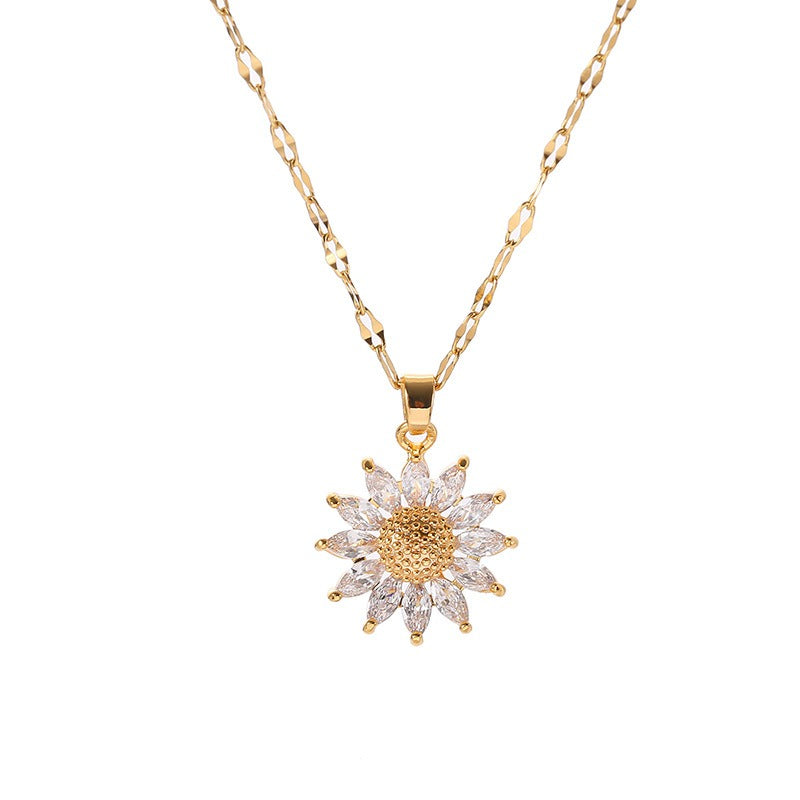 Jennie – Collar de Girasol de Cristal y Acabado Dorado
