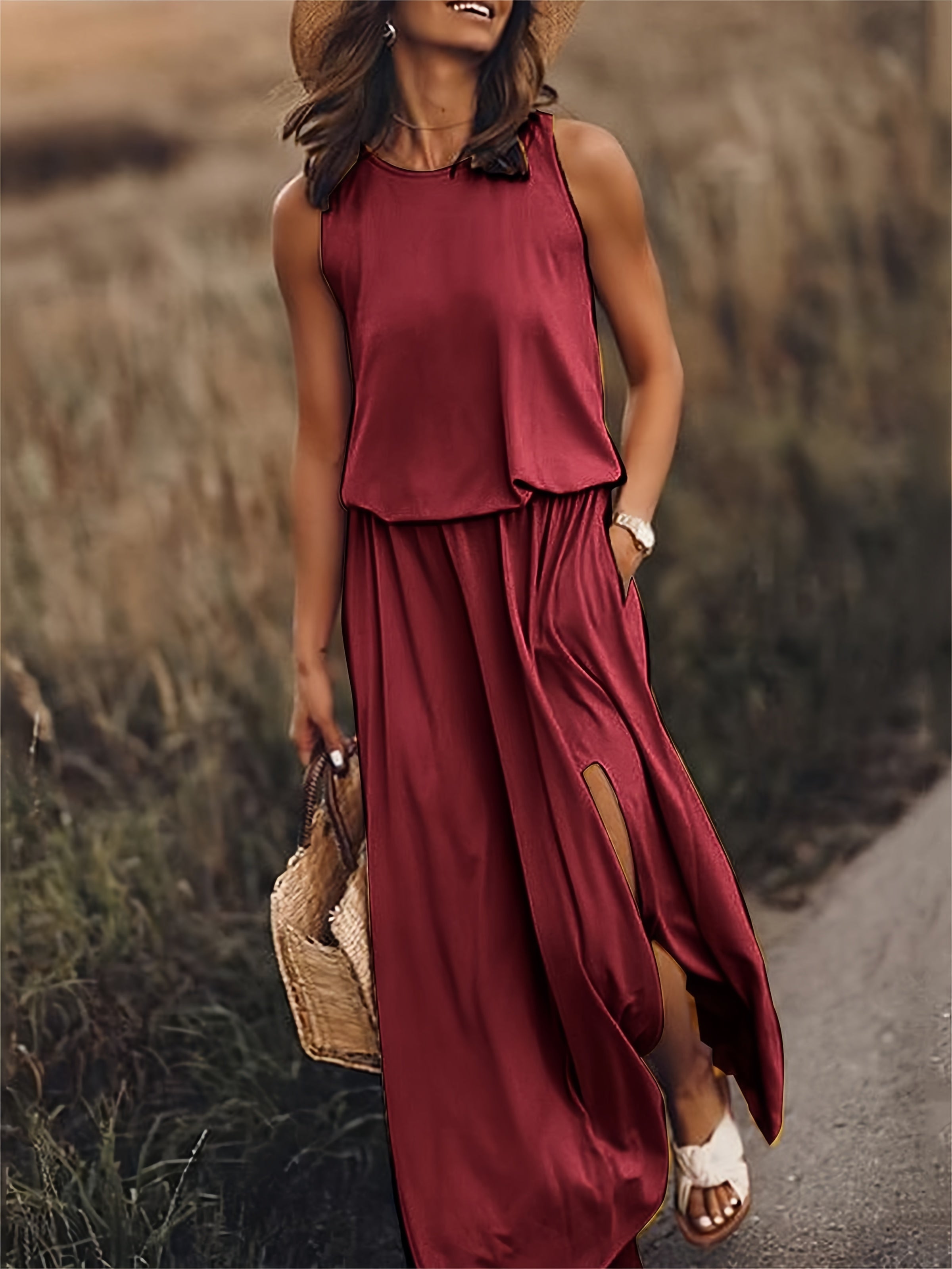 Edna - Vestido largo bohemio modal negro para mujer Colores
