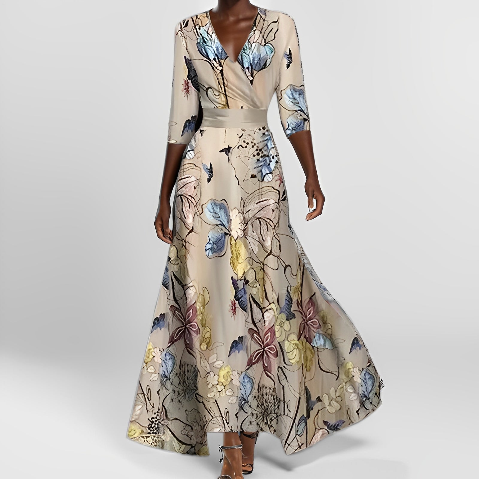 Delores - Vestido maxi con estampado floral y mangas largas