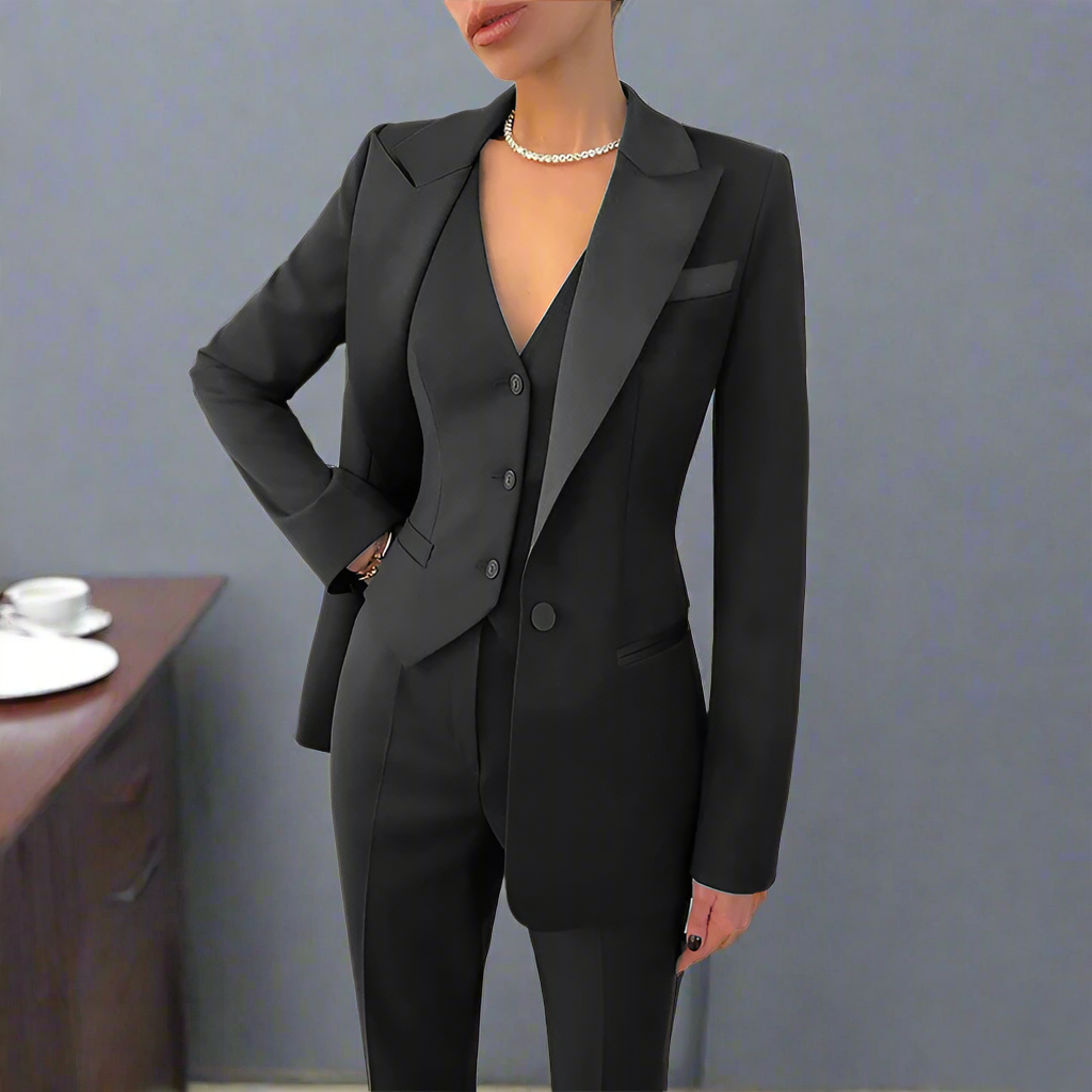 Clara - Conjunto de traje de pantalón elegante de tres piezas