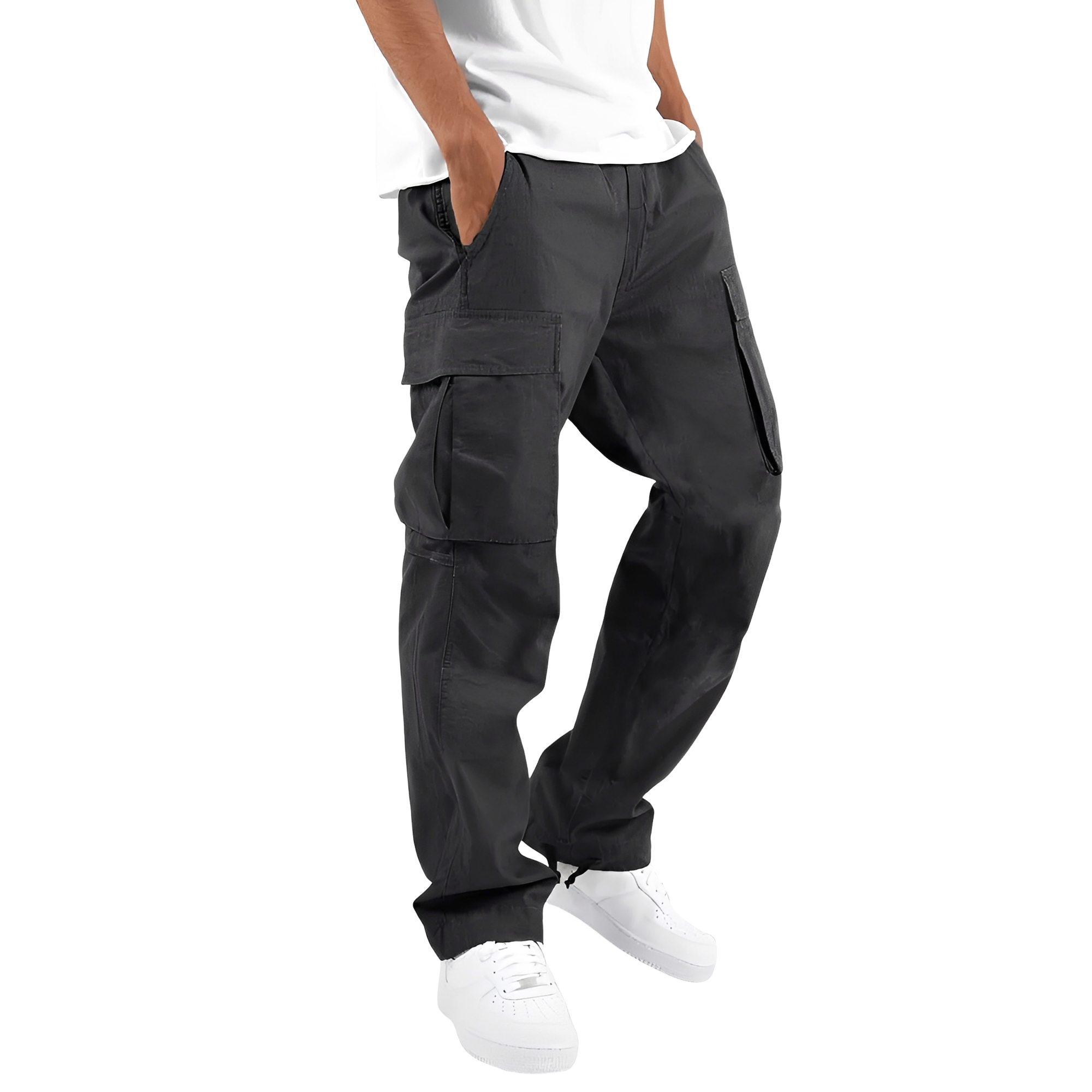 Cooper - Pantalones cargo anchos para hombre con cordón