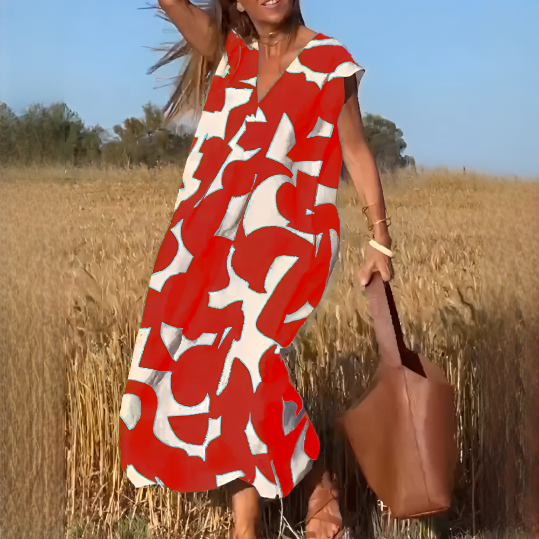 Vicky - Vestido Elegante de Corte Suelto con Cuello en V