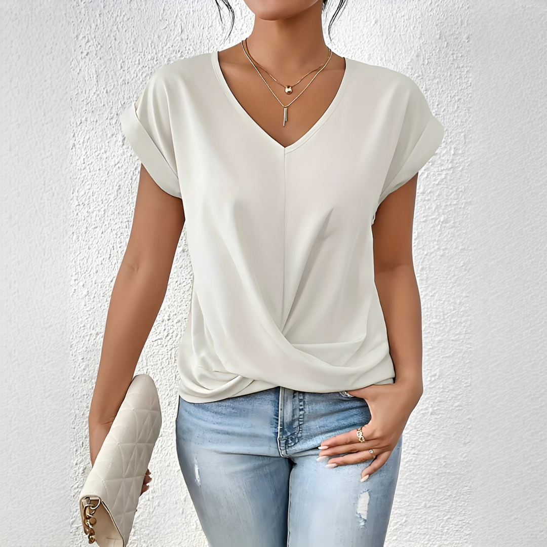 Velanie - Camiseta Casual con Cuello en V
