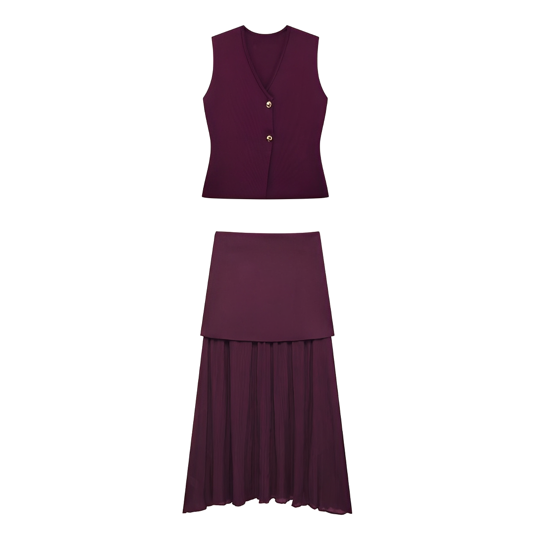 Airen - Conjunto de Chaleco y Falda Casual