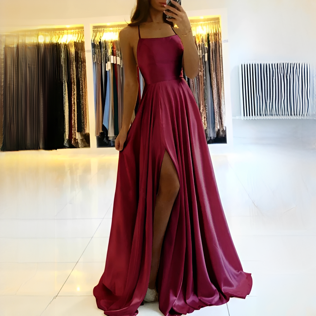 Shamcy - Vestido Elegante Maxi con Abertura