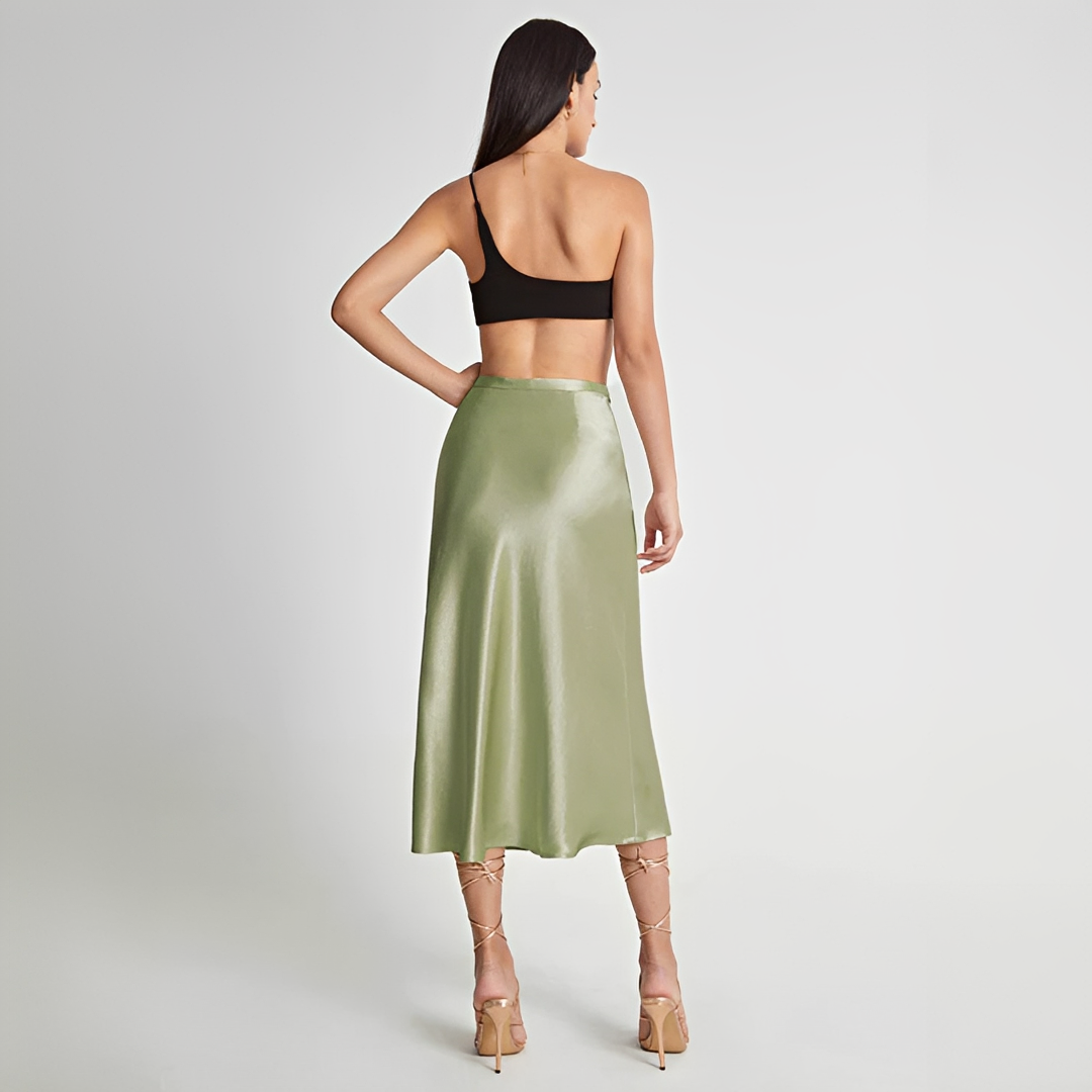 Emilia - Falda midi fluida de tiro alto