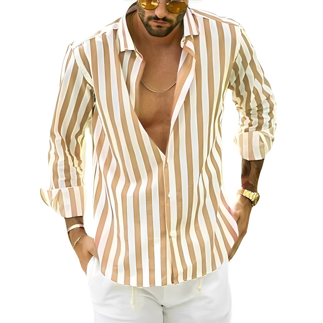 Roldan - Camisa de verano con rayas para hombre