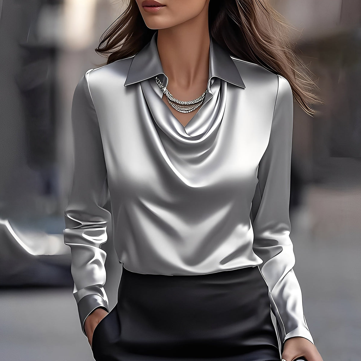 Laurentine - Blusa sofisticada con mangas largas para mujeres
