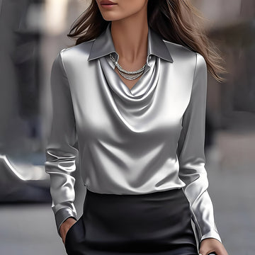 Laurentine - Blusa sofisticada con mangas largas para mujeres