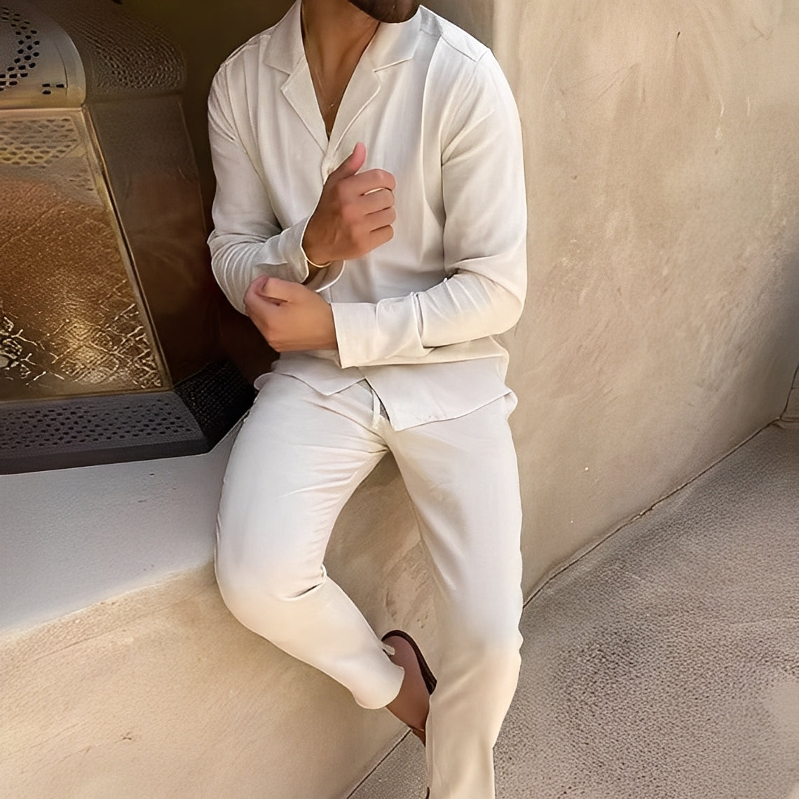 Hadrien - Conjunto de camisa de manga larga y pantalón para hombres