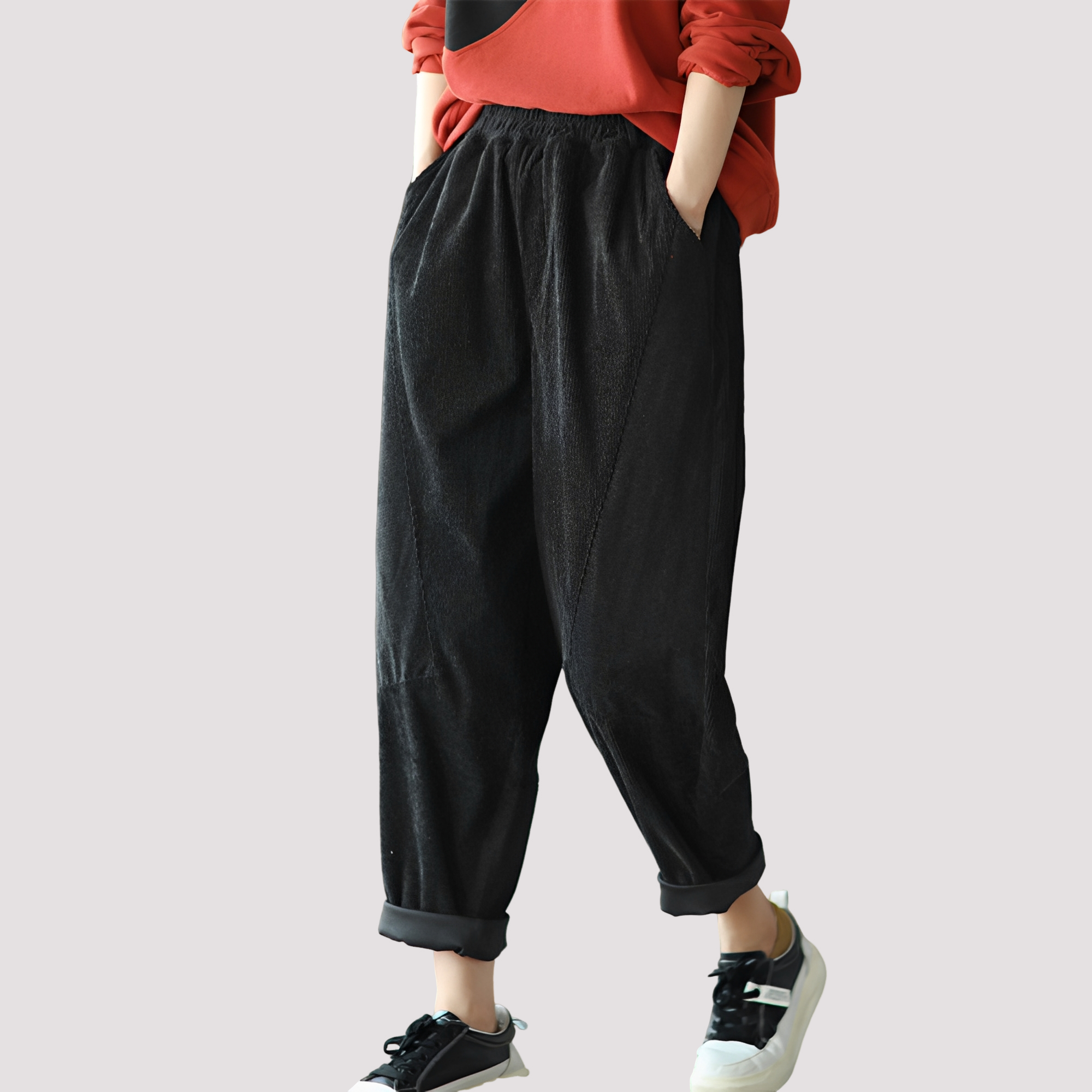Stella - Pantalones harem casuales con cintura elástica para damas