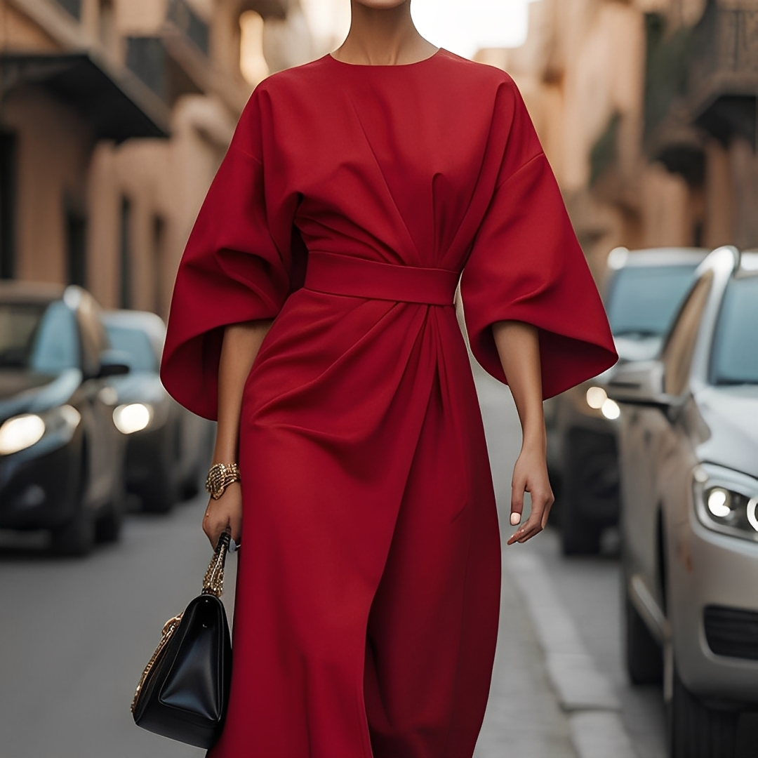 Lauriane - Vestido elegante con mangas de linterna para mujeres