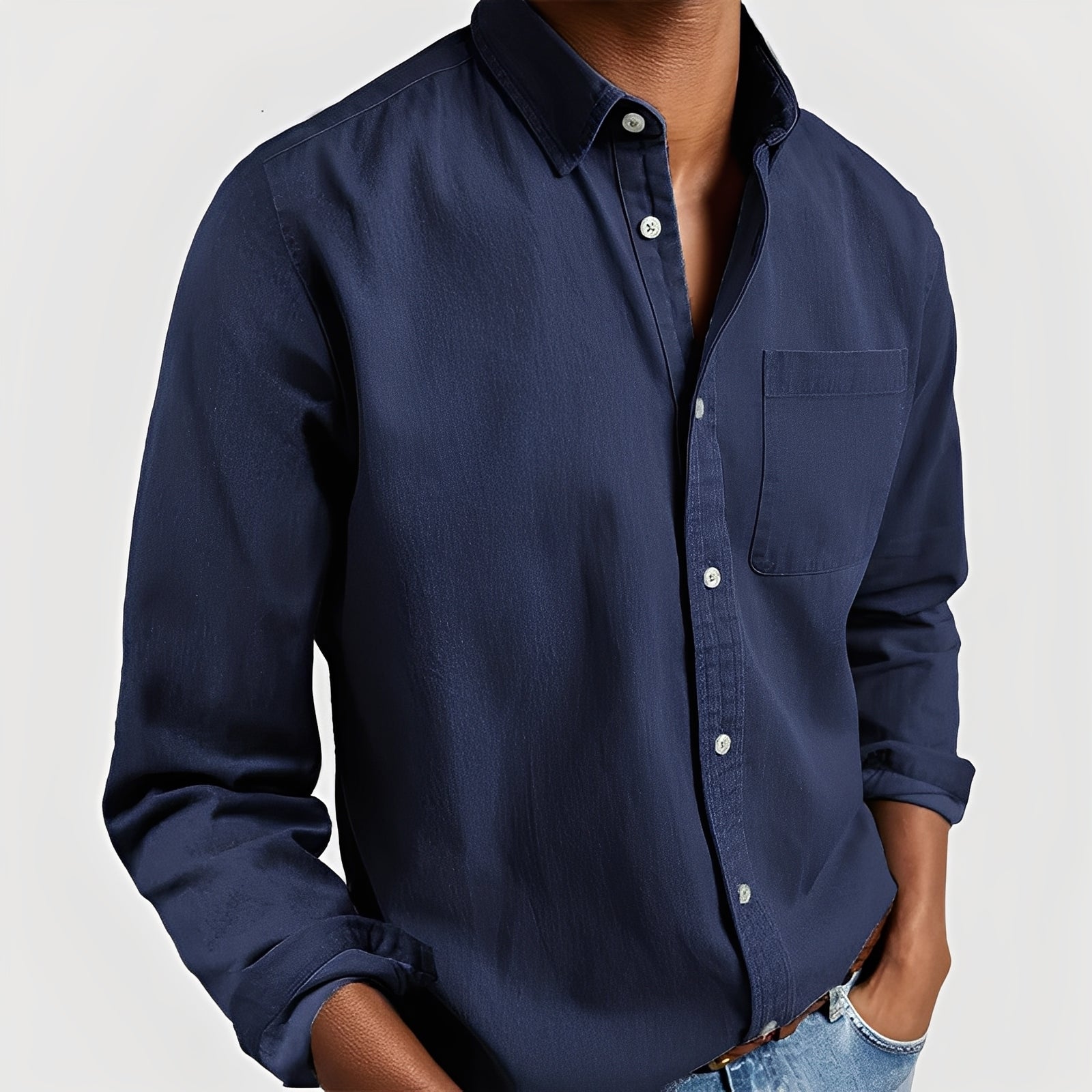 Gauvain - Camisa casual de manga larga para hombre