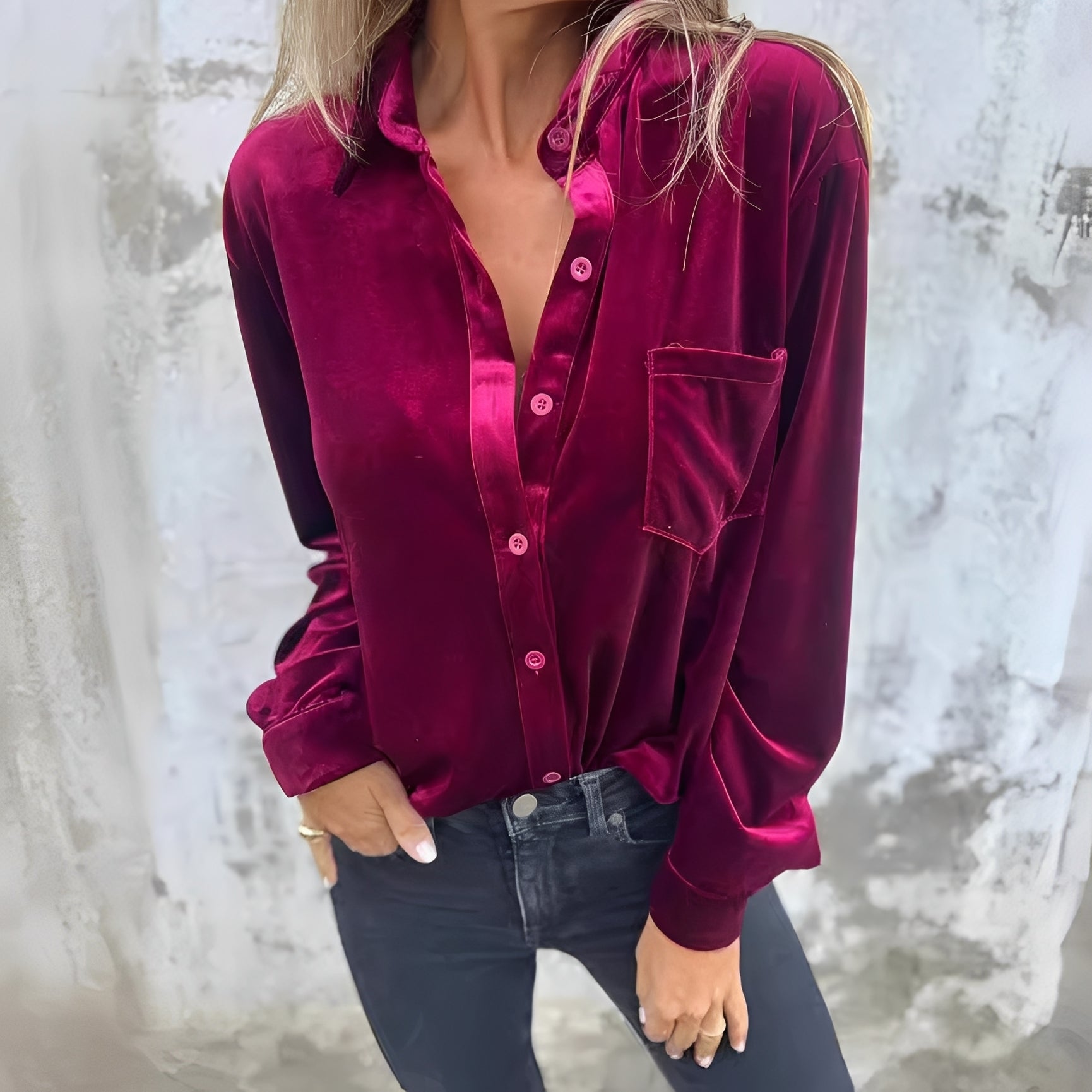 Jessie - Blusa de Manga Larga con Botones