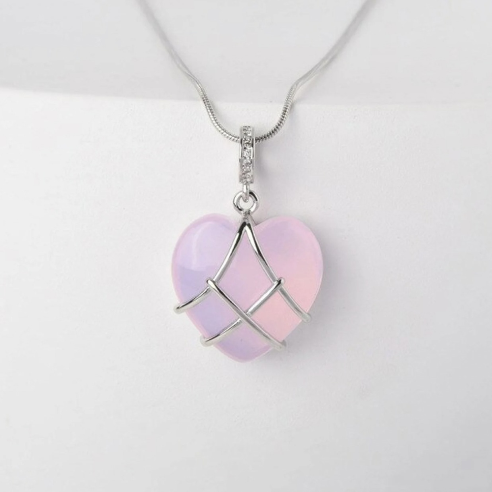 Collar de corazón de piedra preciosa - collar de corazón de princesa