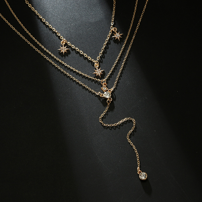 Collar de capas con charms de estrella de boho cristal