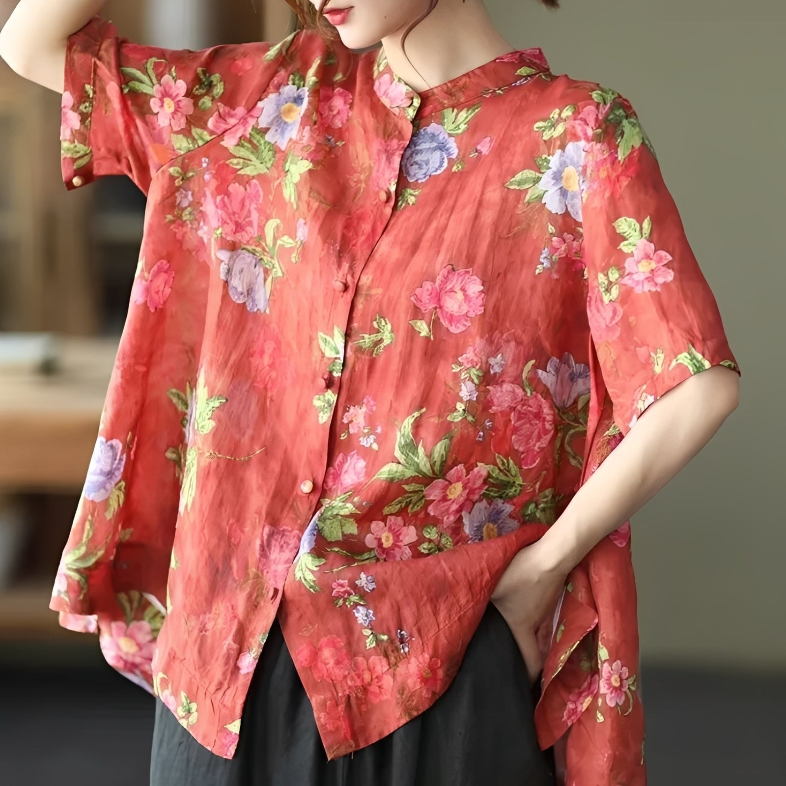 Alana - Blusa elegante con mangas a media para damas