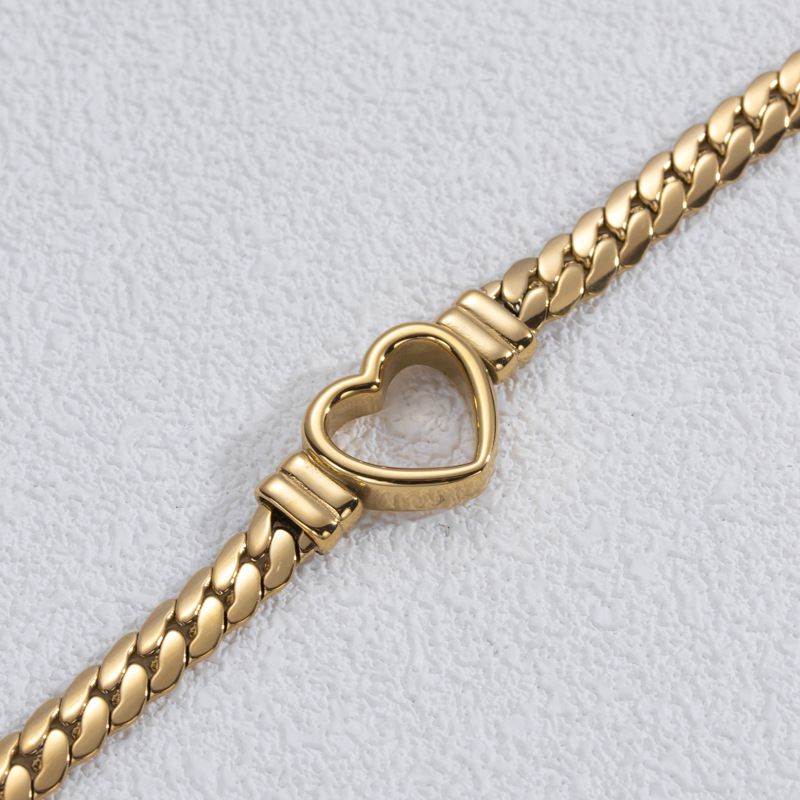 Pulsera de corazón hueco dorado - Pulsera de corazón abierta