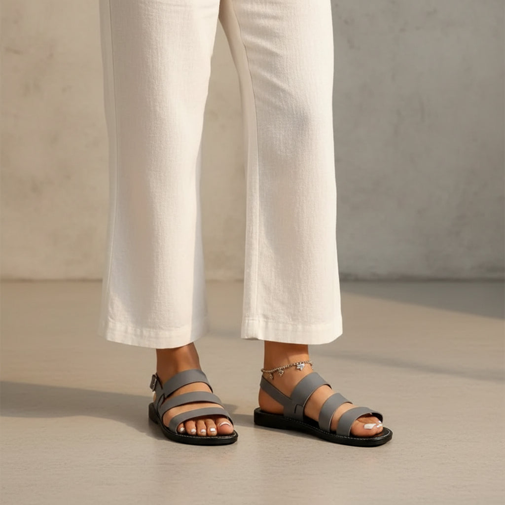 Diana - Sandalias mujer romanas chic planas con tira al tobillo