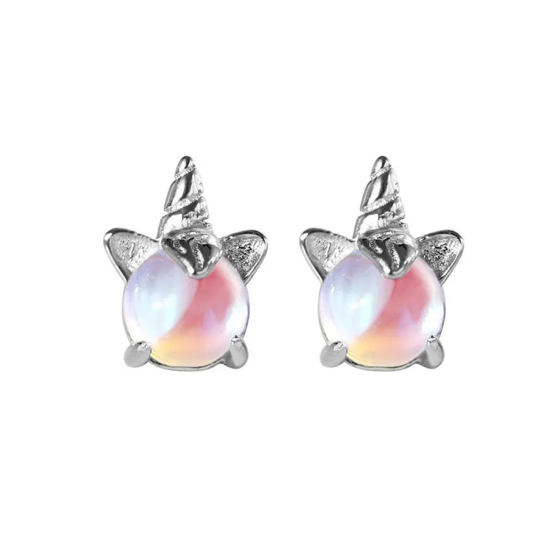 Pegah - Pendientes de piedra de unicornio plateados