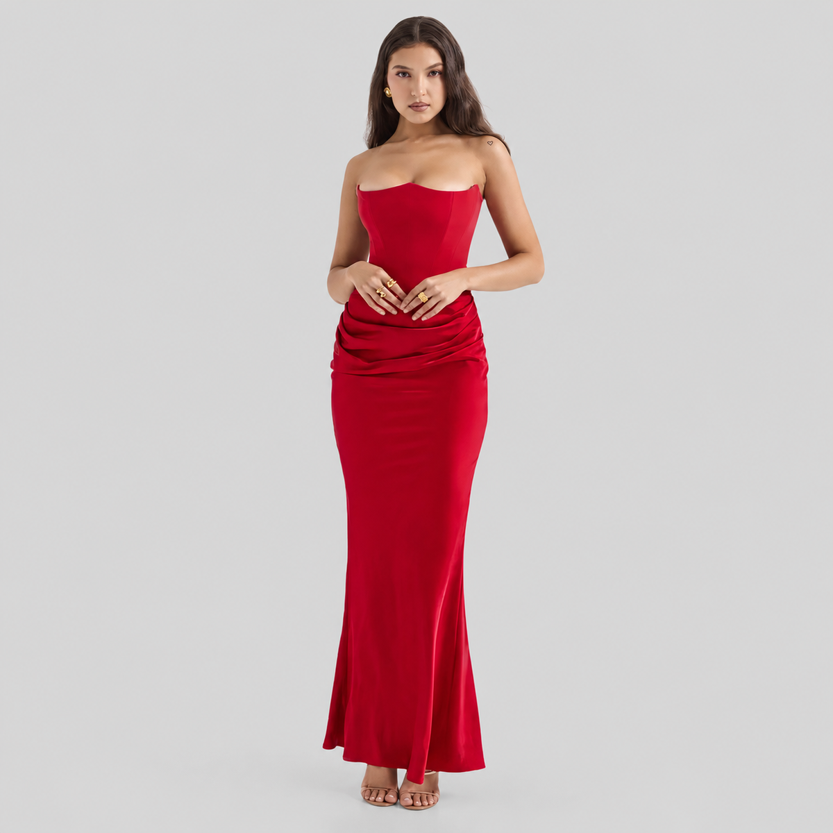 Elisabeth – Maxikleid elegante con hombros descubiertos para mujeres