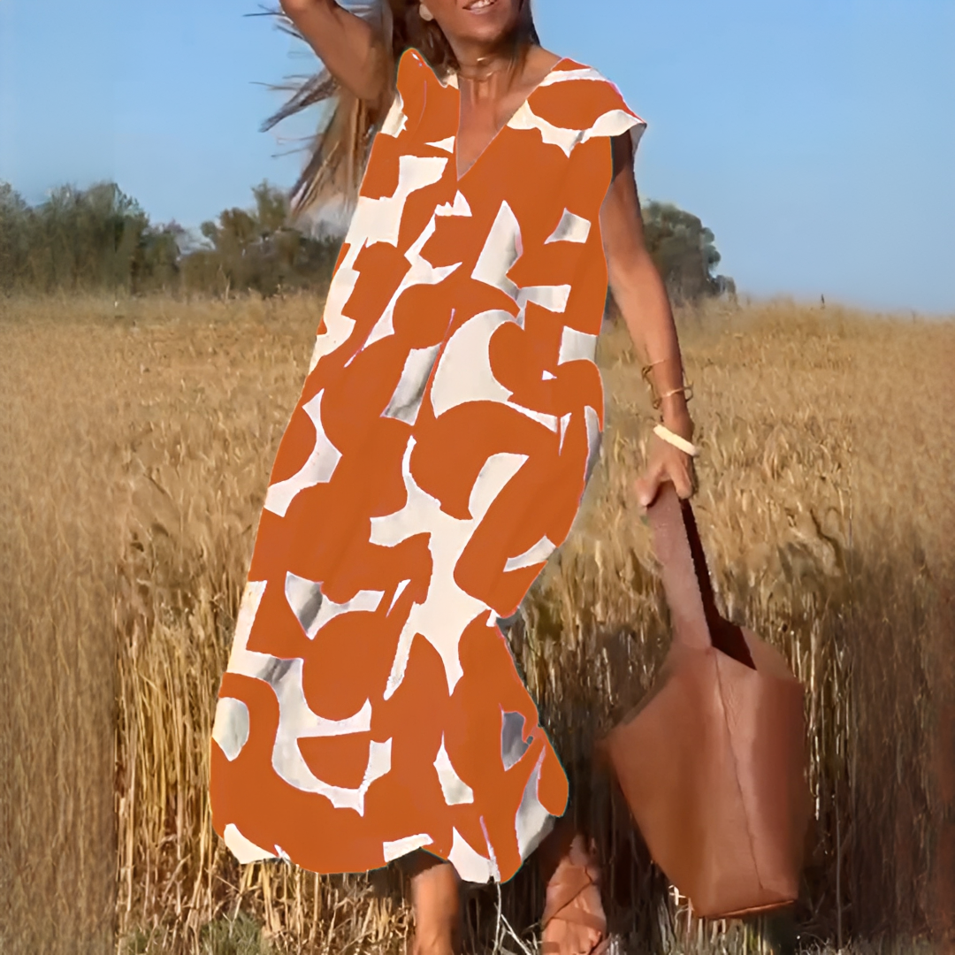 Vicky - Vestido Elegante de Corte Suelto con Cuello en V