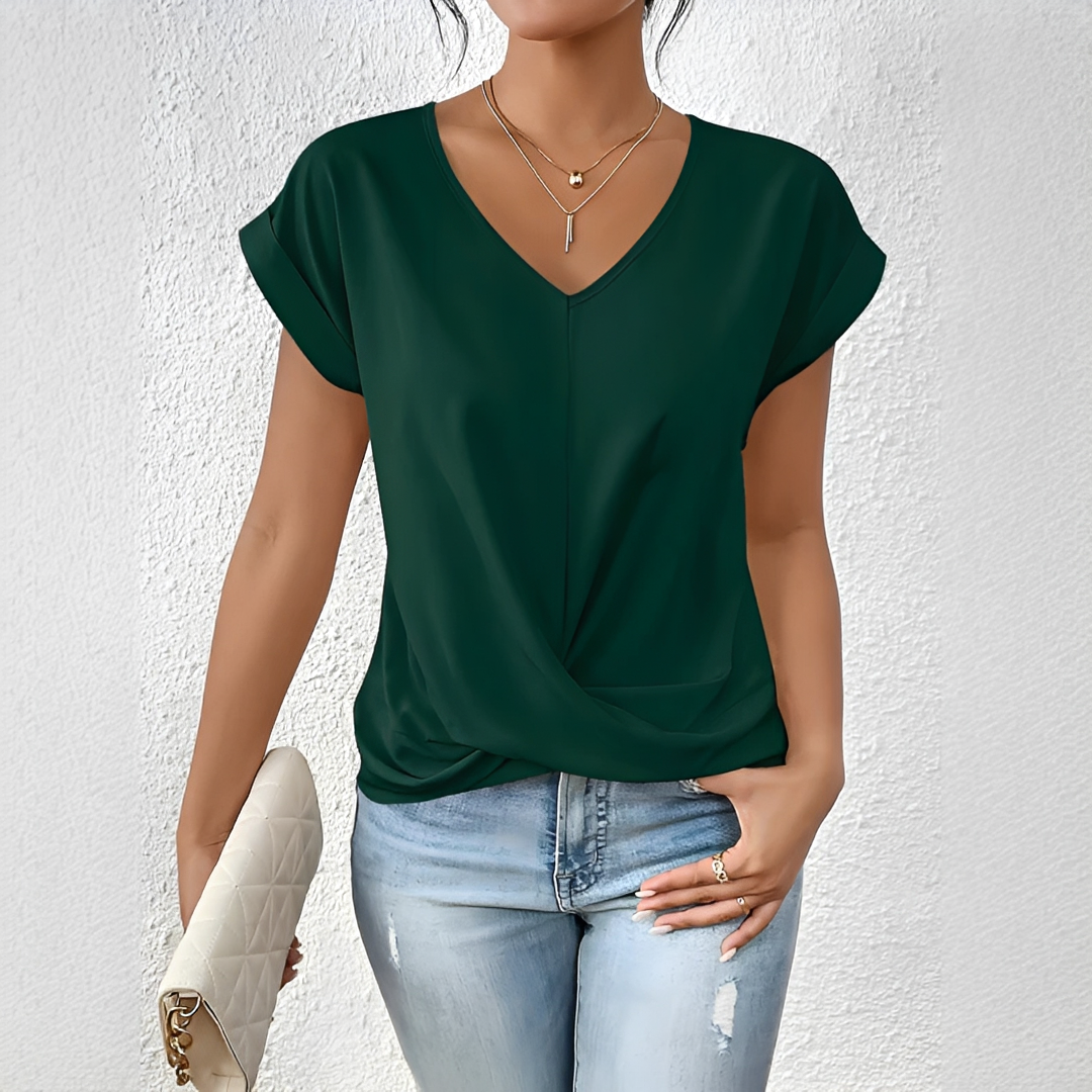 Velanie - Camiseta Casual con Cuello en V