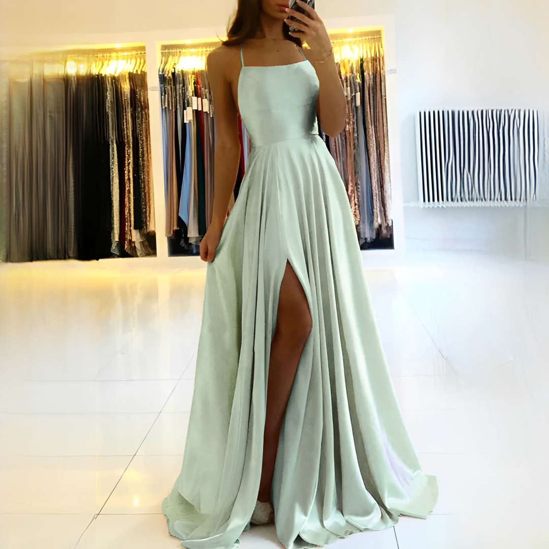 Shamcy - Vestido Elegante Maxi con Abertura