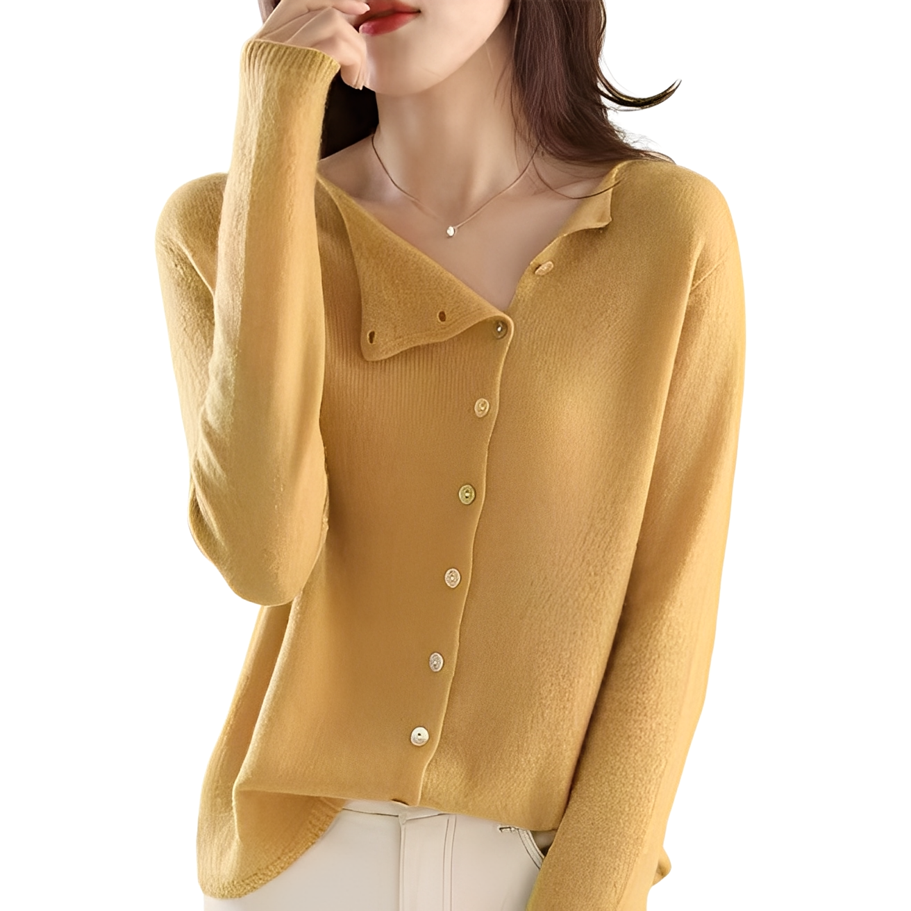 Joann - Suéter ligero y de moda para mujeres con botones