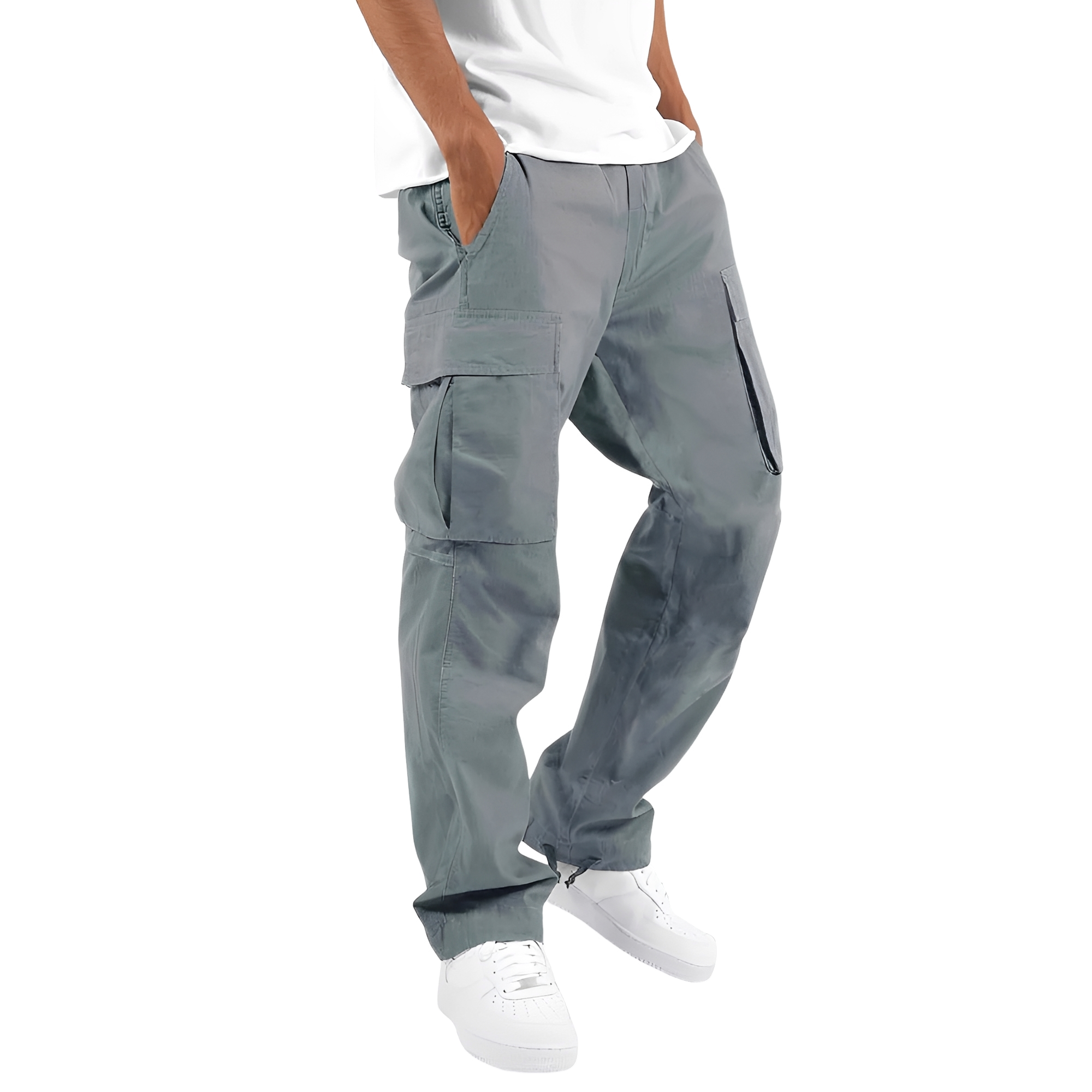 Cooper - Pantalones cargo anchos para hombre con cordón