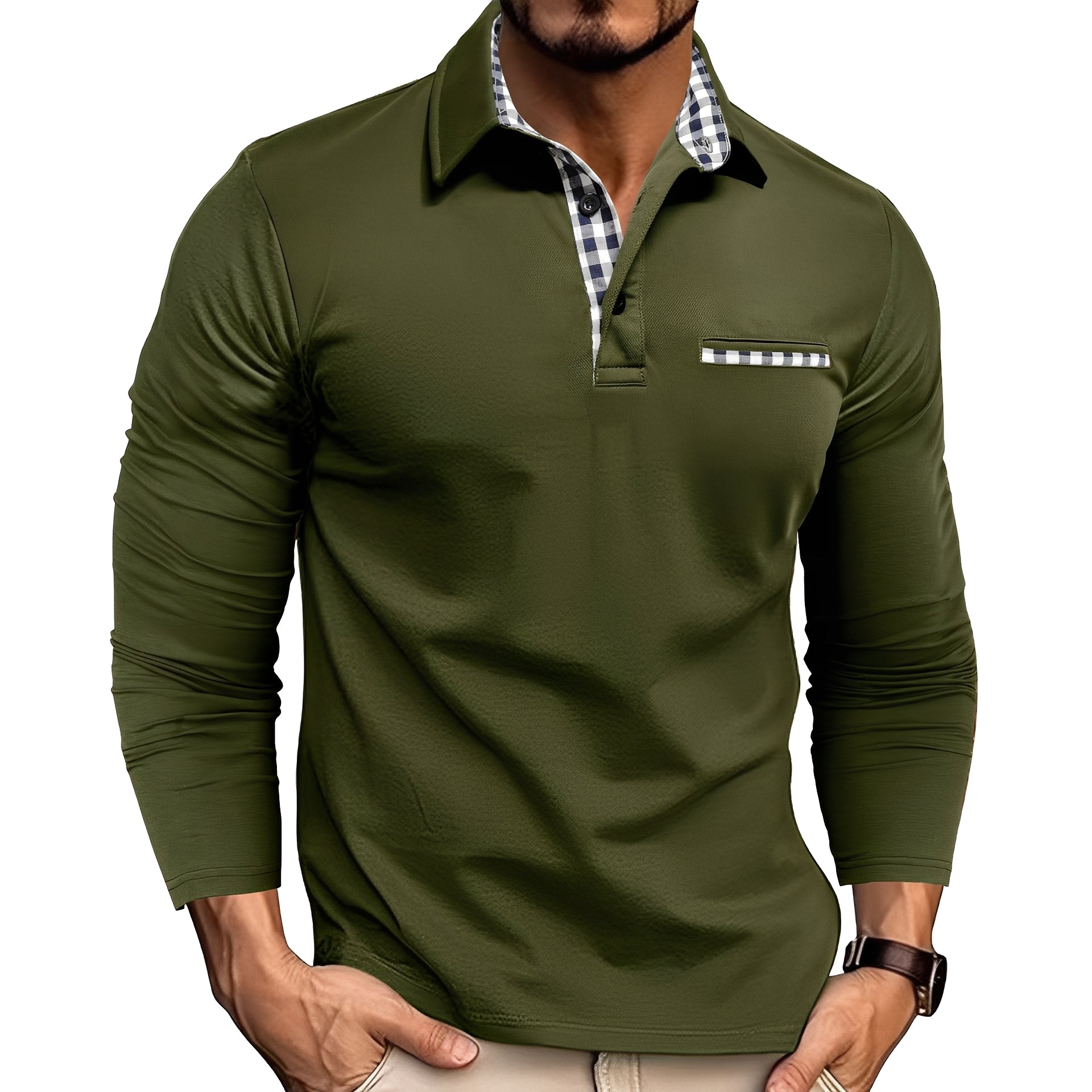 Charel - Polo de manga larga casual para hombres