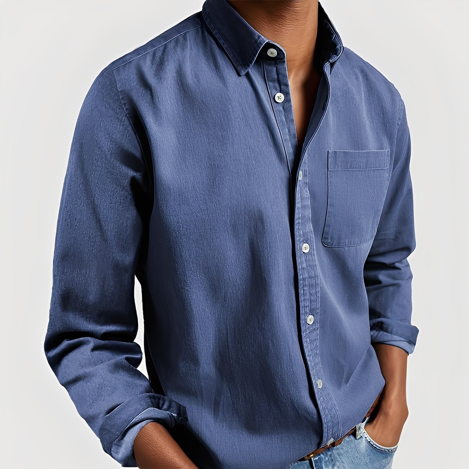 Gauvain - Camisa casual de manga larga para hombre